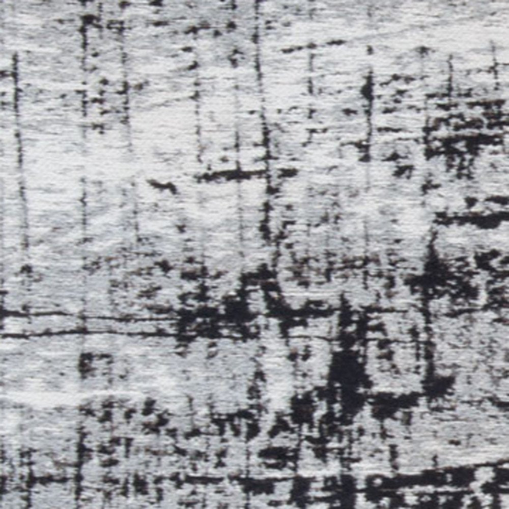 8' Black and White Round Abstract Non Skid Area Rug