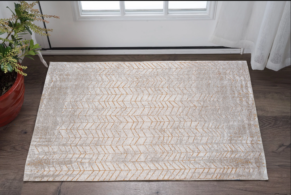 3' X 5' Gray and Yellow Chevron Non Skid Area Rug