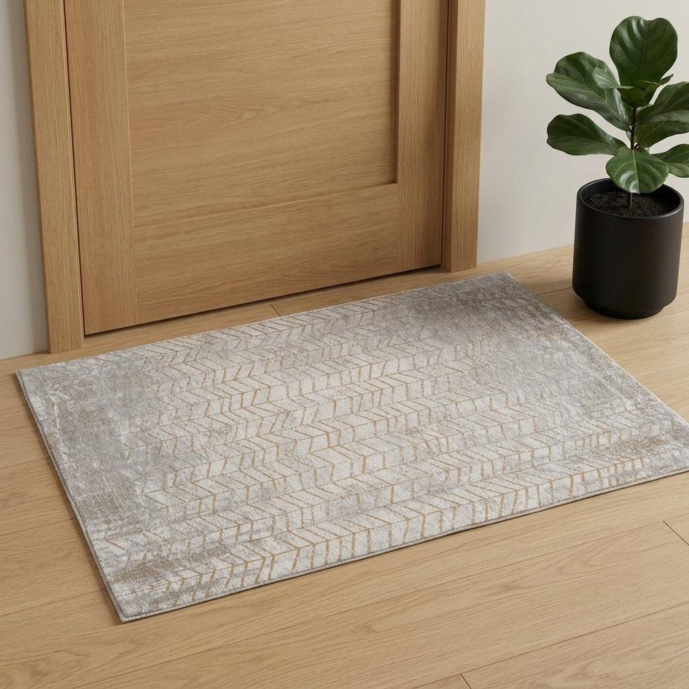 3' X 5' Gray and Yellow Chevron Non Skid Area Rug