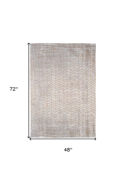 5' X 7' Gray and Yellow Chevron Non Skid Area Rug