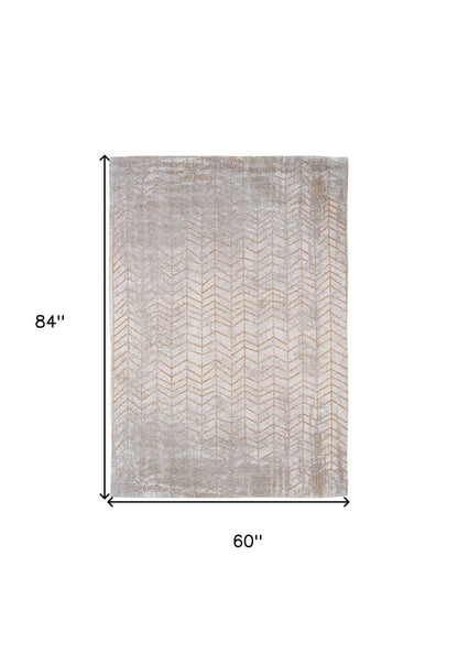 6' X 8' Gray and Yellow Chevron Non Skid Area Rug