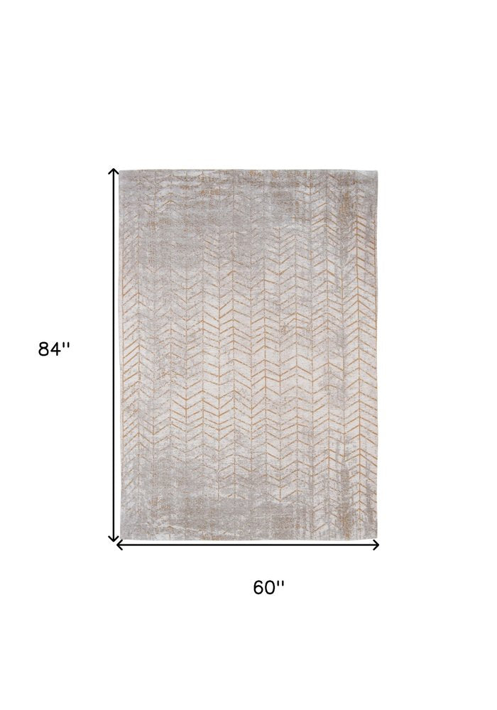 6' X 8' Gray and Yellow Chevron Non Skid Area Rug