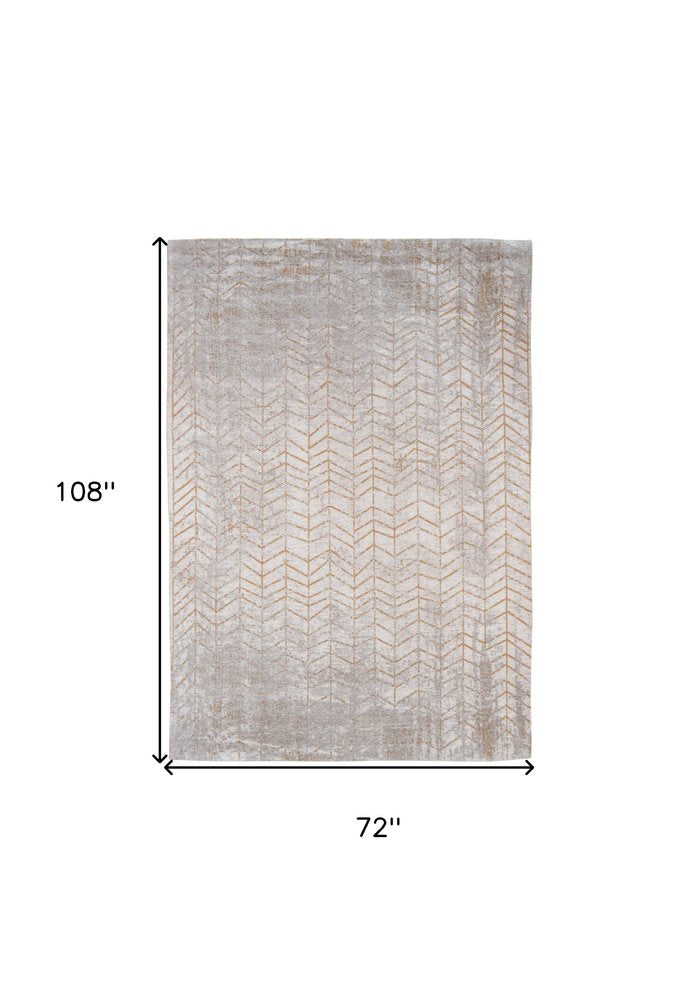 7' X 9' Gray and Yellow Chevron Non Skid Area Rug