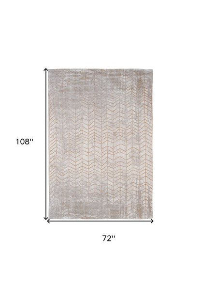 7' X 9' Gray and Yellow Chevron Non Skid Area Rug