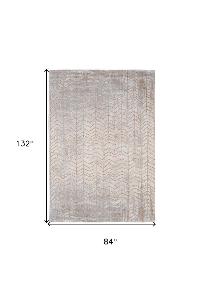 8' X 11' Gray and Yellow Chevron Non Skid Area Rug