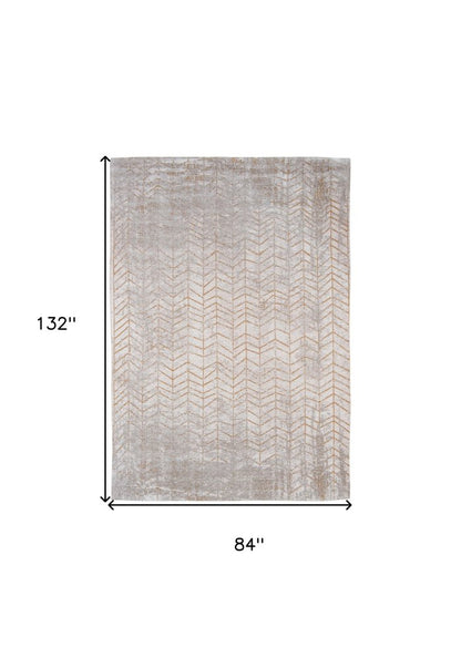 8' X 11' Gray and Yellow Chevron Non Skid Area Rug