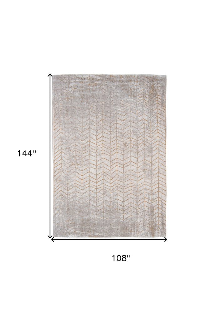 9' X 13' Gray and Yellow Chevron Non Skid Area Rug