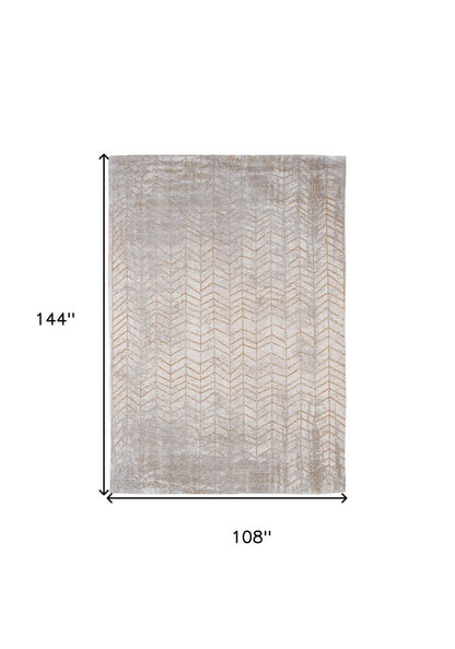 9' X 13' Gray and Yellow Chevron Non Skid Area Rug