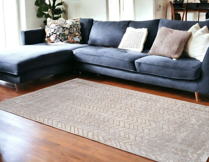 9' X 13' Gray and Yellow Chevron Non Skid Area Rug