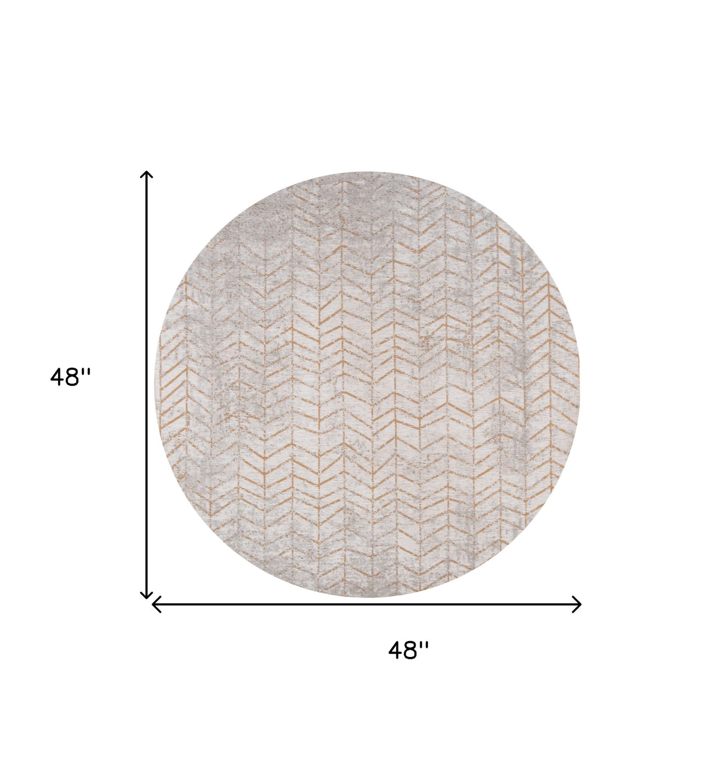 5' Gray and Yellow Round Chevron Non Skid Area Rug