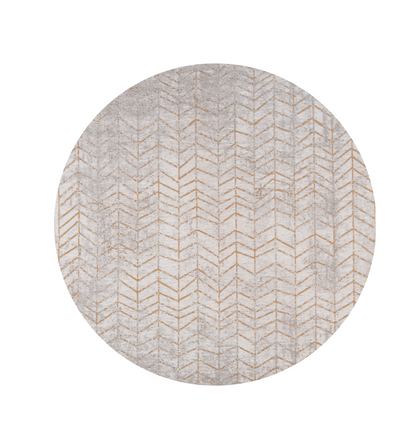 5' Gray and Yellow Round Chevron Non Skid Area Rug