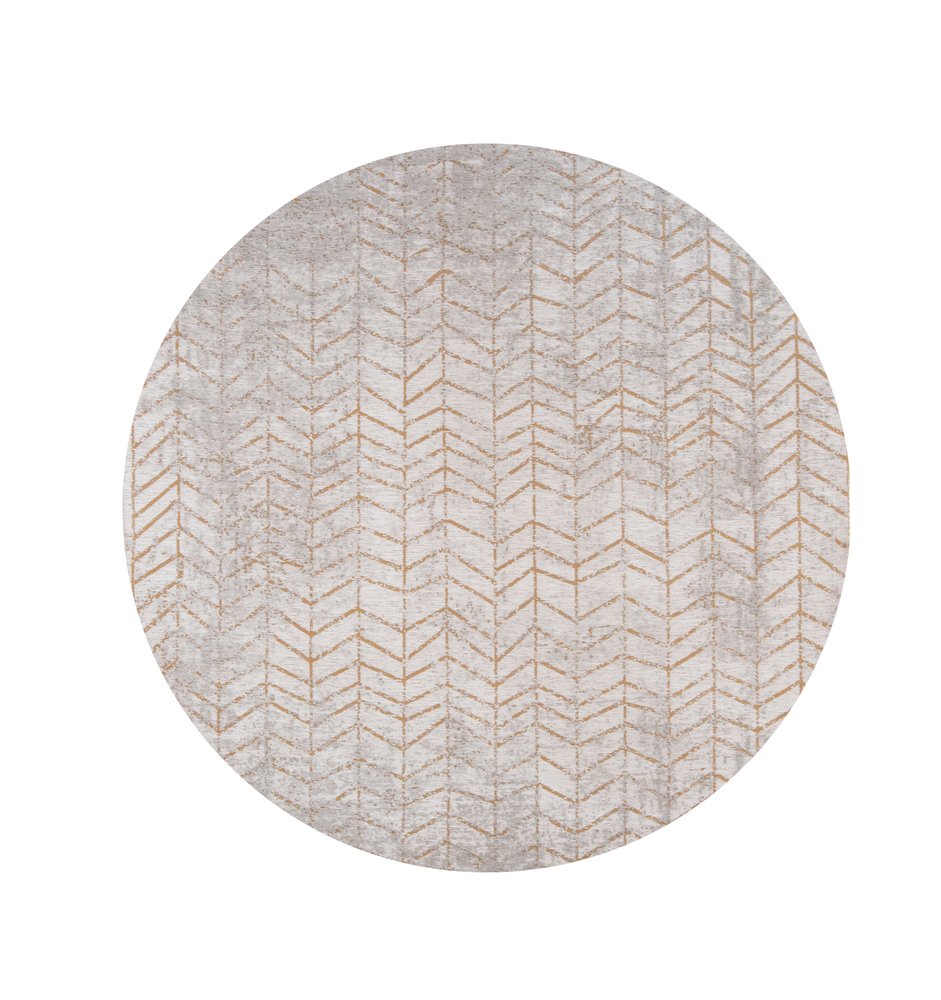 8' Gray and Yellow Round Chevron Non Skid Area Rug