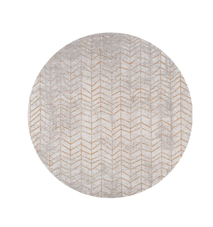 8' Gray and Yellow Round Chevron Non Skid Area Rug