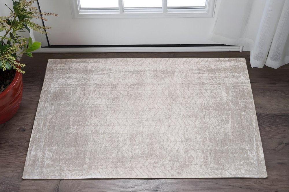 3' X 5' Gray and White Chevron Non Skid Area Rug