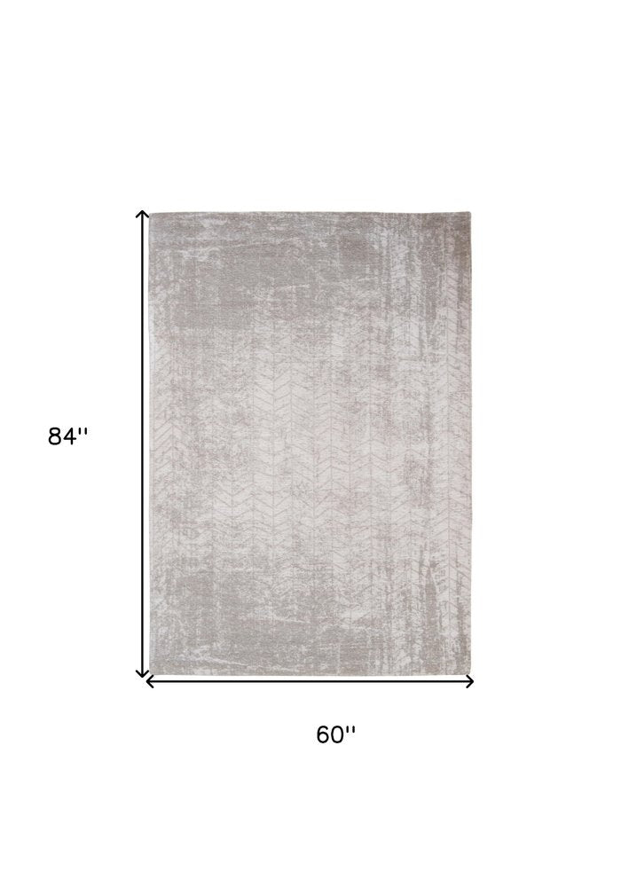 6' X 8' Gray and White Chevron Non Skid Area Rug