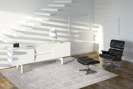 8' X 11' Gray and White Chevron Non Skid Area Rug