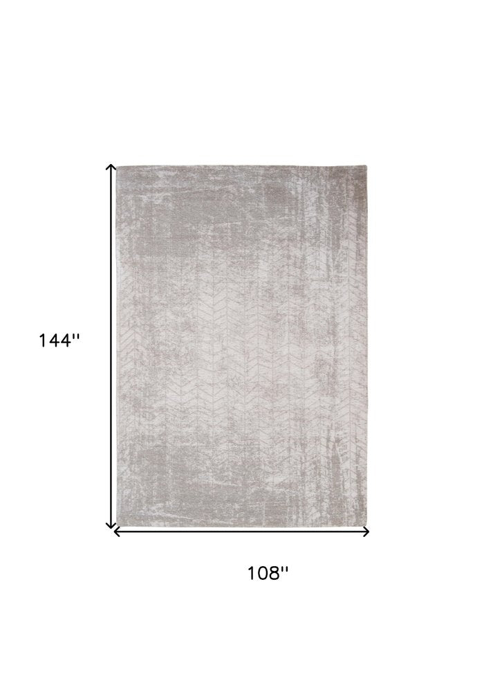 9' X 13' Gray and White Chevron Non Skid Area Rug