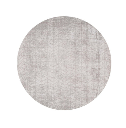8' Gray and White Round Chevron Non Skid Area Rug