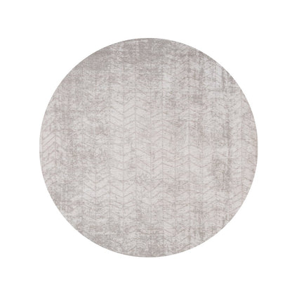 8' Gray and White Round Chevron Non Skid Area Rug