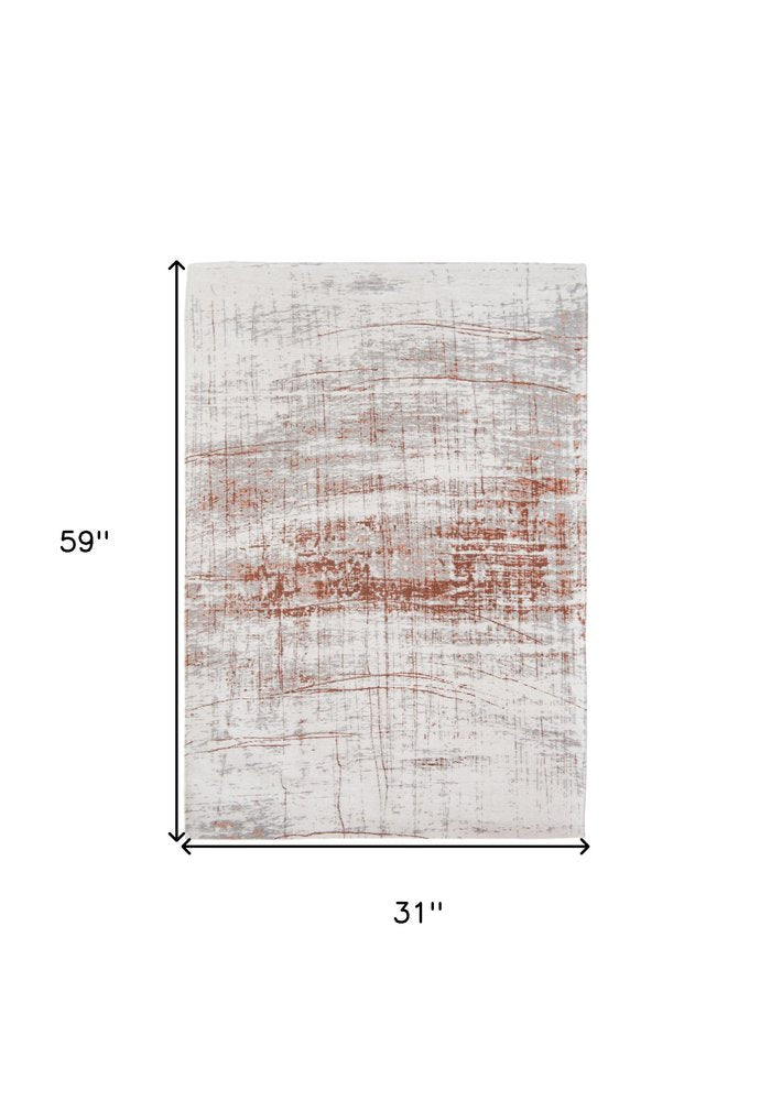 3' X 5' Gray and Yellow Abstract Non Skid Area Rug
