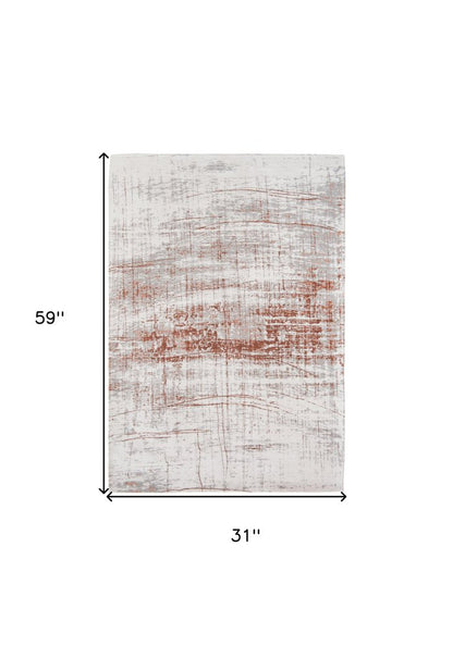 3' X 5' Gray and Yellow Abstract Non Skid Area Rug