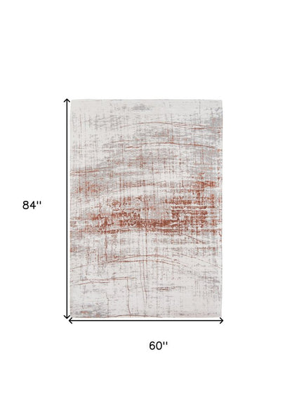 6' X 8' Gray and Yellow Abstract Non Skid Area Rug