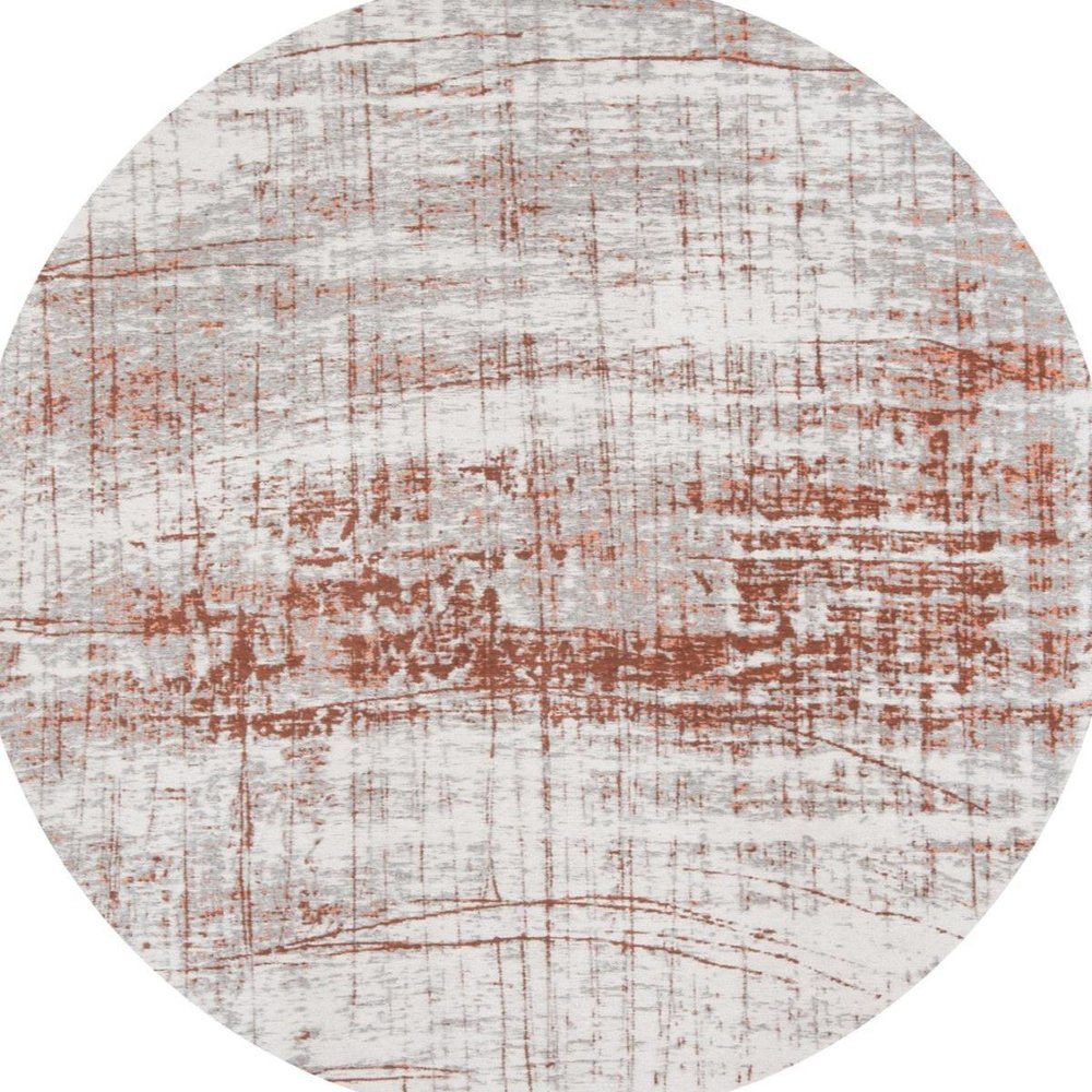 5' Gray and Yellow Round Abstract Non Skid Area Rug
