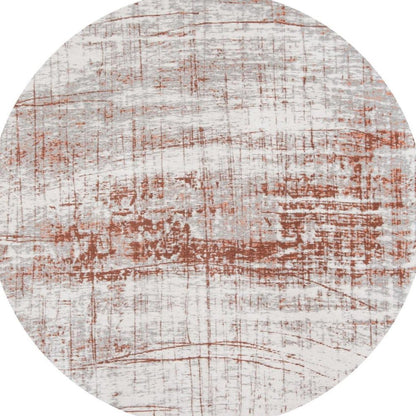 5' Gray and Yellow Round Abstract Non Skid Area Rug