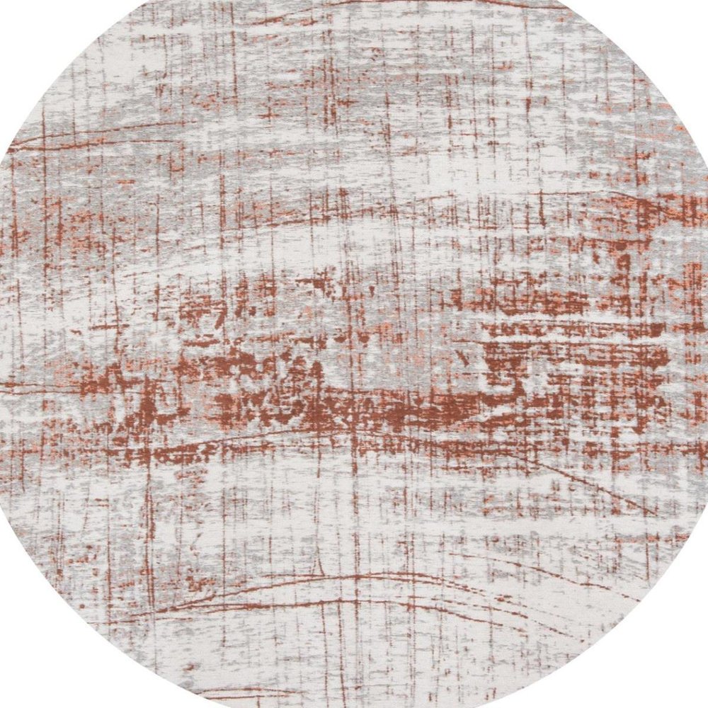 5' Gray and Yellow Round Abstract Non Skid Area Rug