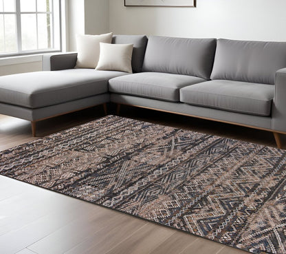 7' X 9' Gray and Beige Oriental Non Skid Area Rug