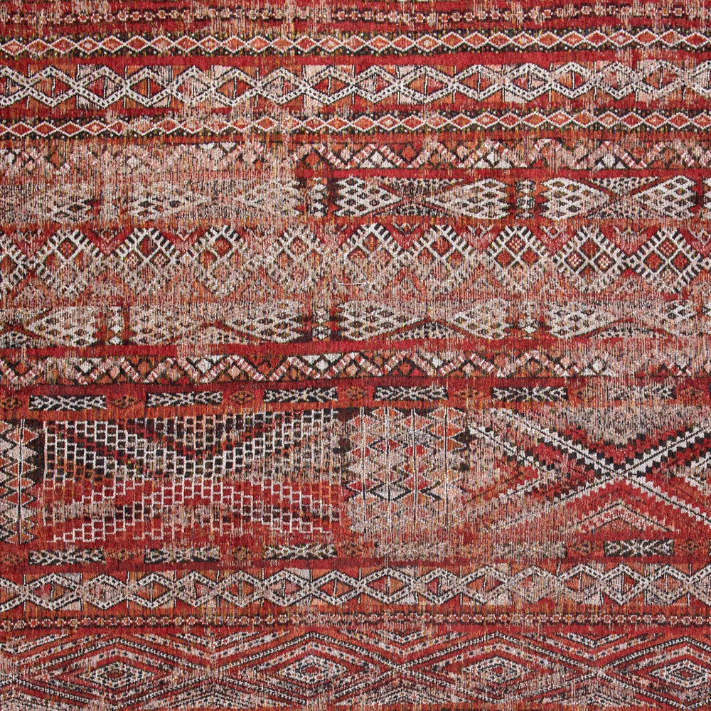 7' X 9' Red and Gray Oriental Non Skid Area Rug