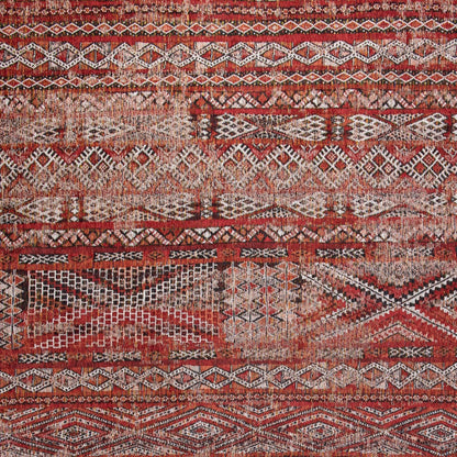 7' X 9' Red and Gray Oriental Non Skid Area Rug