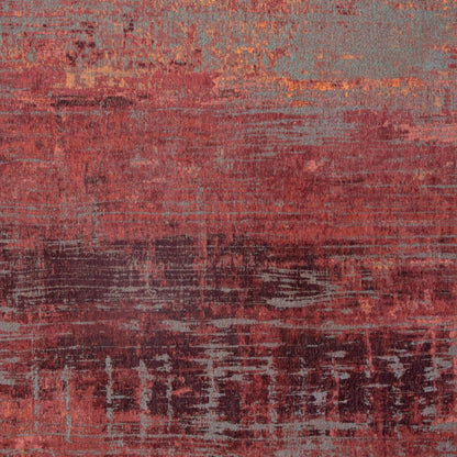 5' Red and Gray Round Abstract Non Skid Area Rug