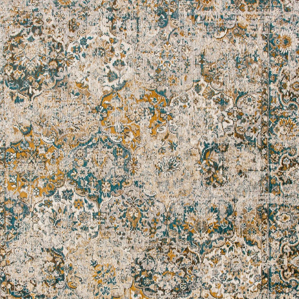 5' X 7' Blue and Green Abstract Non Skid Area Rug