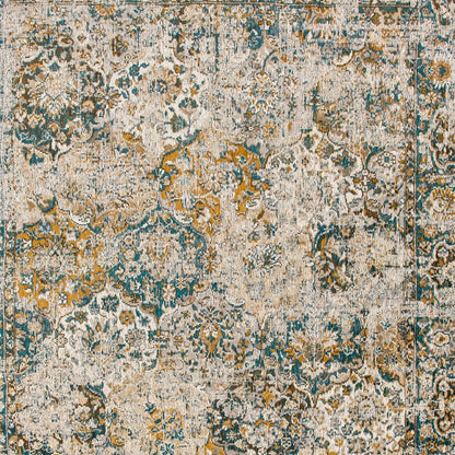 7' X 9' Blue and Green Abstract Non Skid Area Rug