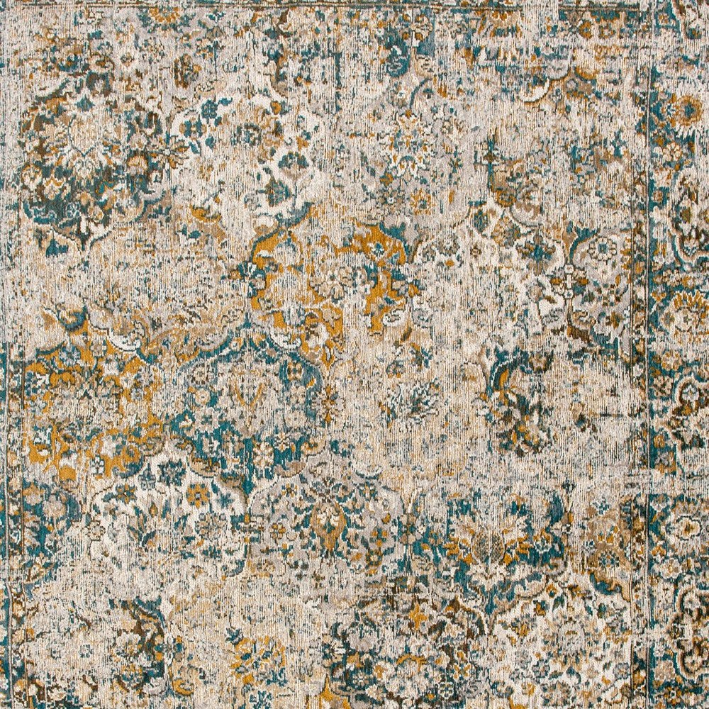 7' X 9' Blue and Green Abstract Non Skid Area Rug