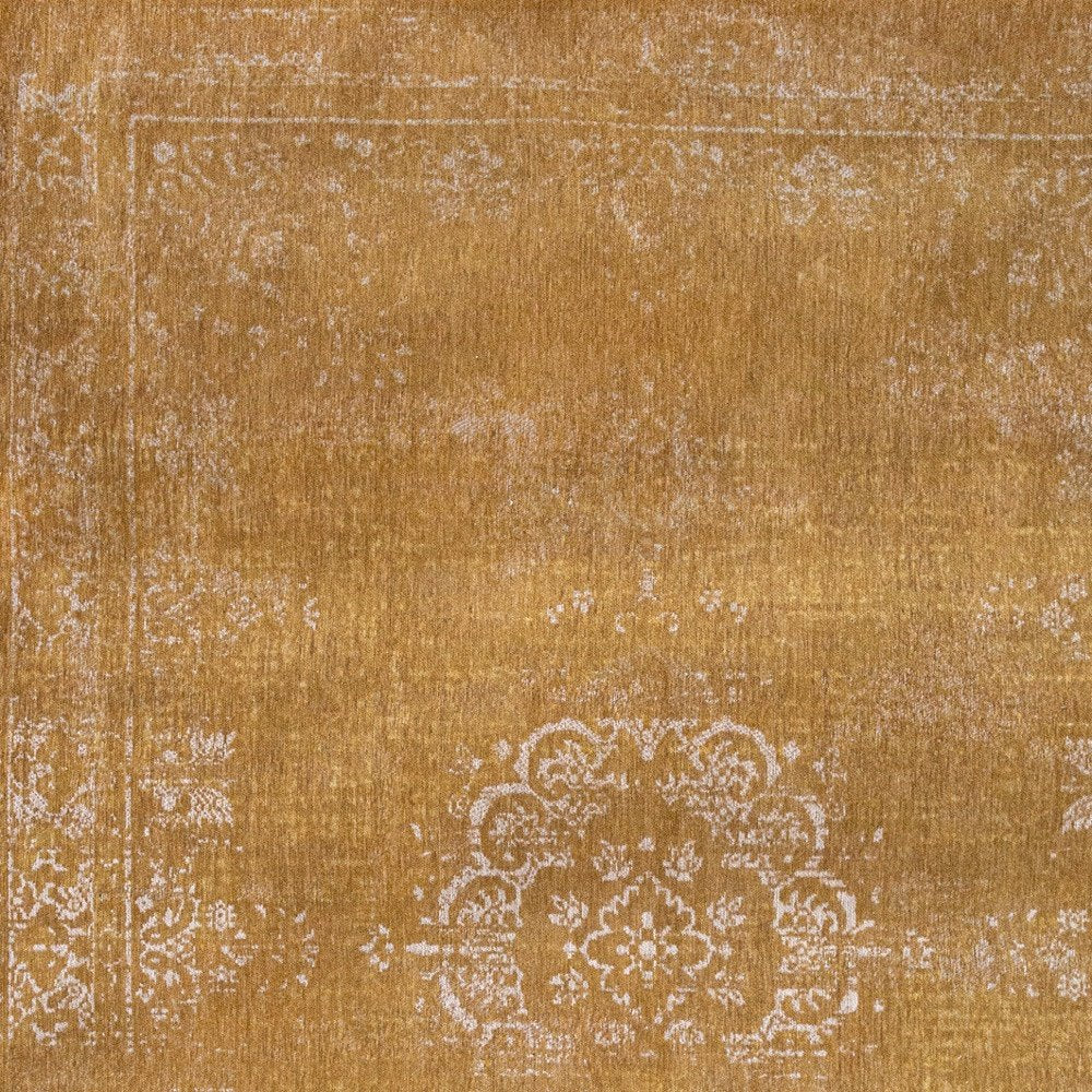 3' X 5' Orange and White Medallion Non Skid Area Rug