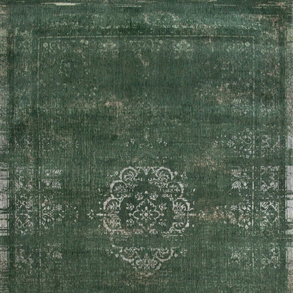 7' X 9' Gray and Green Medallion Non Skid Area Rug