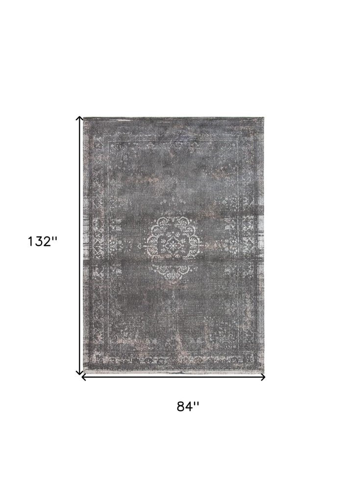 8' X 11' Gray Medallion Non Skid Area Rug