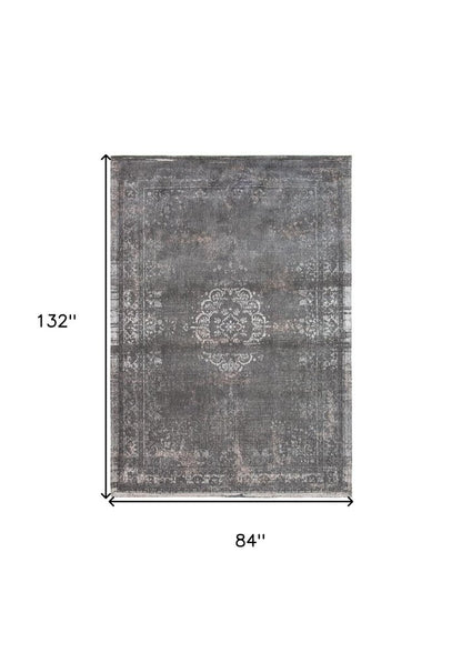 8' X 11' Gray Medallion Non Skid Area Rug
