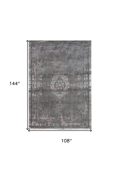 9' X 13' Gray Medallion Non Skid Area Rug