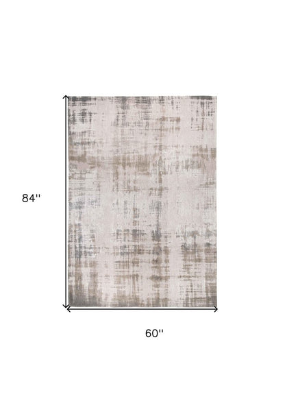 6' X 8' Gray and Beige Abstract Non Skid Area Rug