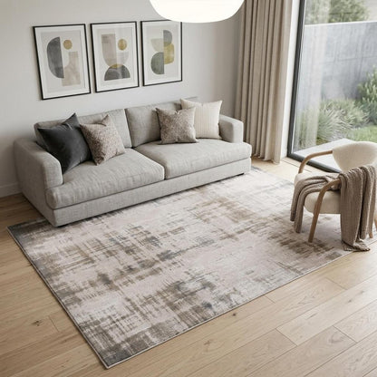 6' X 8' Gray and Beige Abstract Non Skid Area Rug