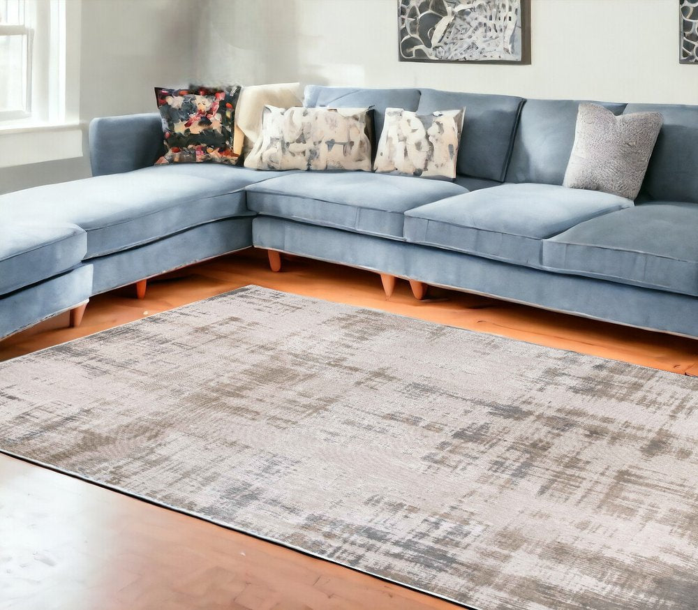 6' X 8' Gray and Beige Abstract Non Skid Area Rug