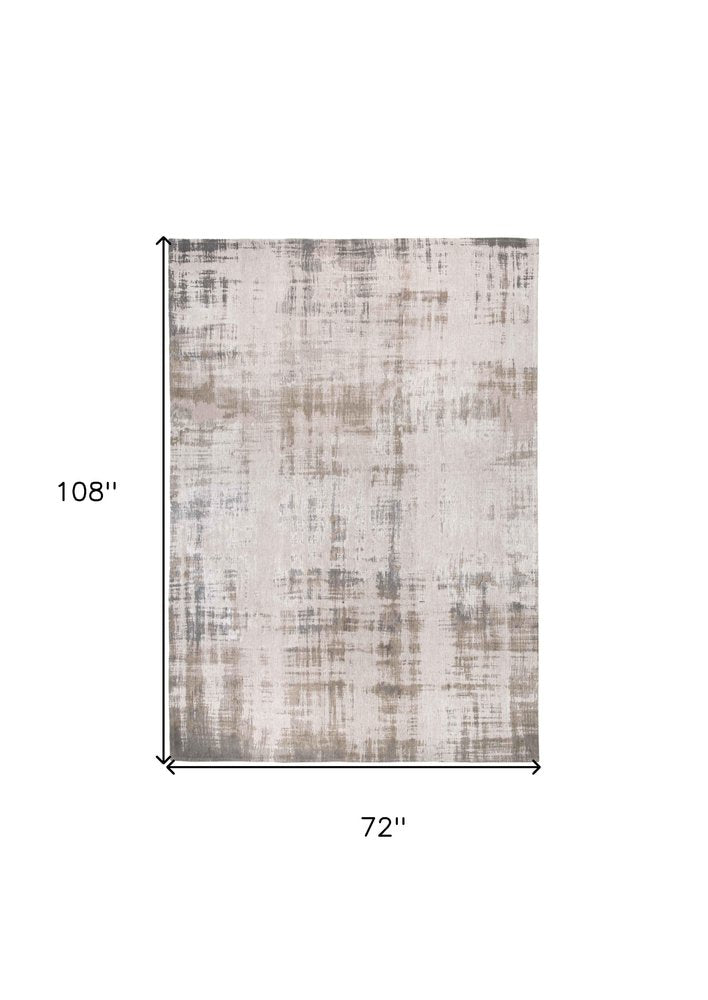 7' X 9' Gray and Beige Abstract Non Skid Area Rug