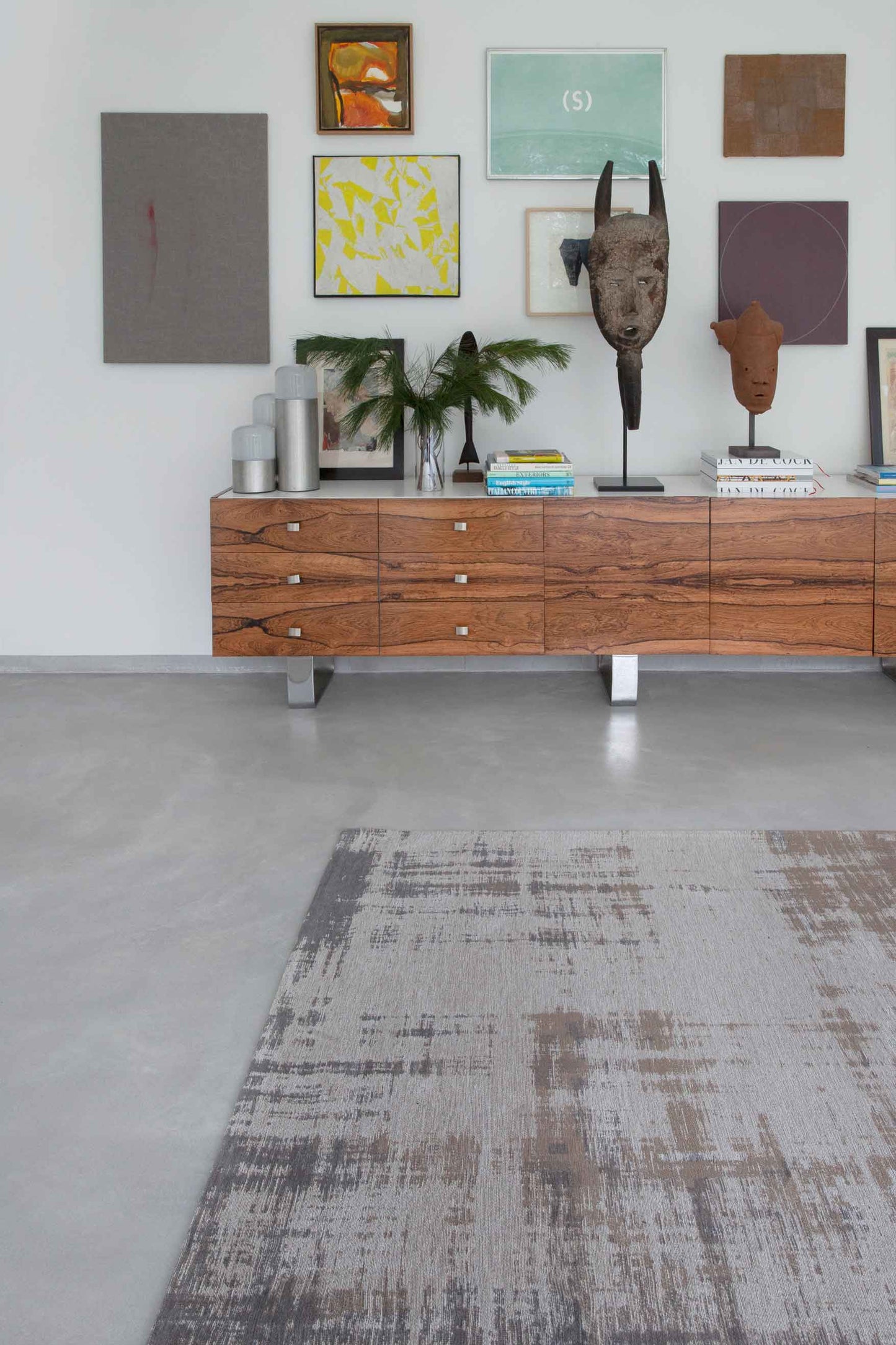 3' X 5' Gray and Beige Abstract Non Skid Area Rug