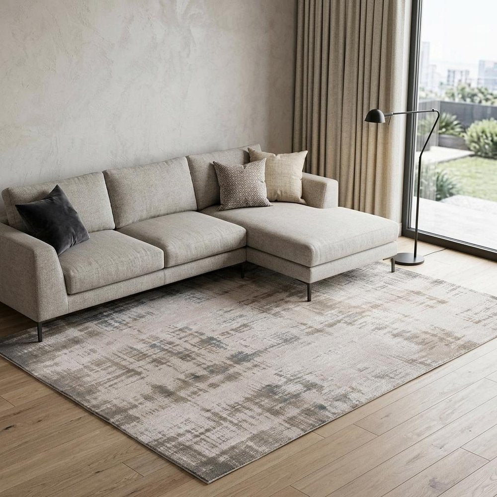 8' X 11' Gray and Beige Abstract Non Skid Area Rug