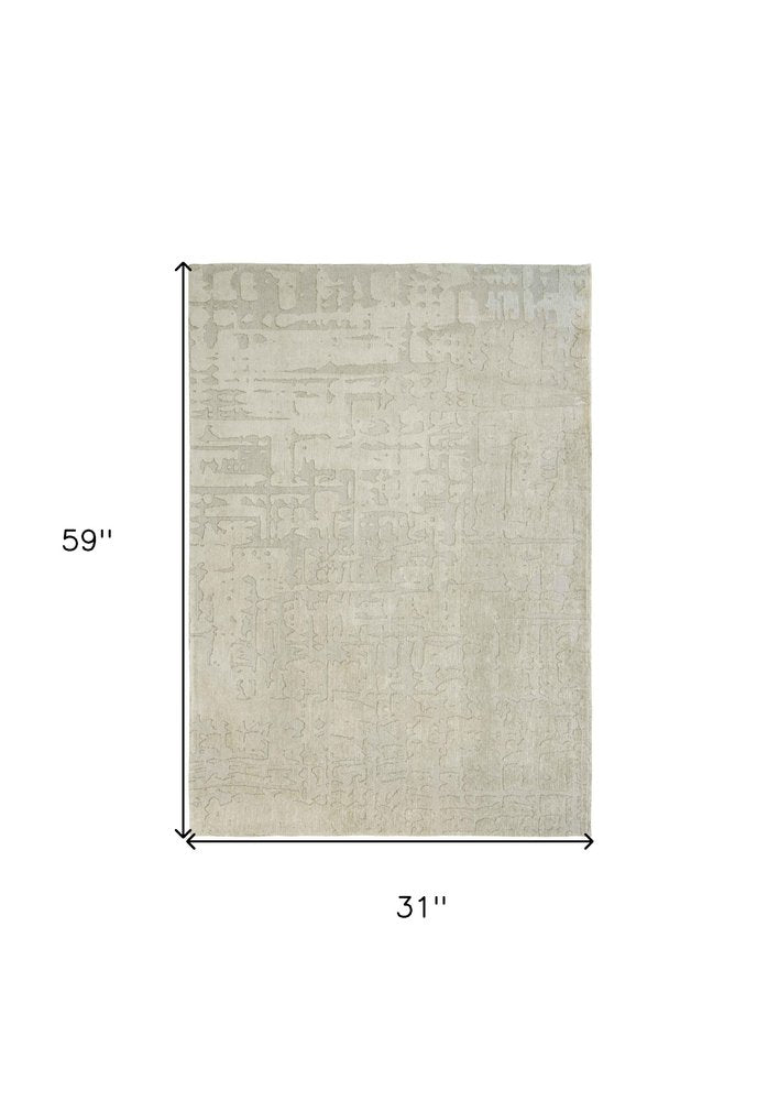 3' X 5' Gray and Beige Abstract Non Skid Area Rug