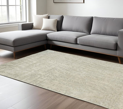 7' X 9' Gray and Beige Abstract Non Skid Area Rug