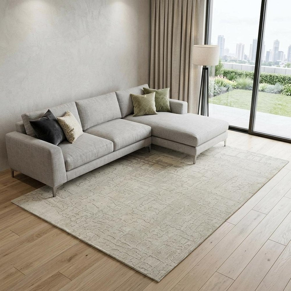 9' X 13' Gray and Beige Abstract Non Skid Area Rug